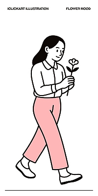 식물 캐릭터 손 여자 패션 꽃 행복 이동 일러스트 모션 미소 사람 일상 걷기 환경 스케치 그림 심플 스타일 국내일러스트 AI파일 감정 컨셉 표정 미술 라이프 신체부위 파일형식 벡터