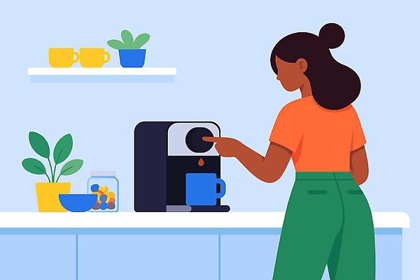 주간 식기 음료 사람 라이프 커피용품 파일형식 벡터 커피 커피메이커 주방 여자 가정 요리 식물 아침 점심 오후 준비 사라 일상 생활 가전제품 컵 따뜻한음료 일러스트 국내일러스트 AI파일 자취