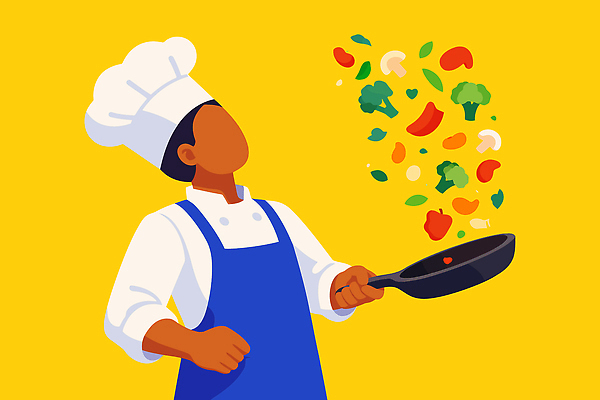 직업 음식 컬러 생활용품 컨셉 튀김 파일형식 벡터 요리사 주방 요리 채소 노란색 식사 맛 레시피 주방용품 건강식 야채튀김 일러스트 국내일러스트 AI파일 자취