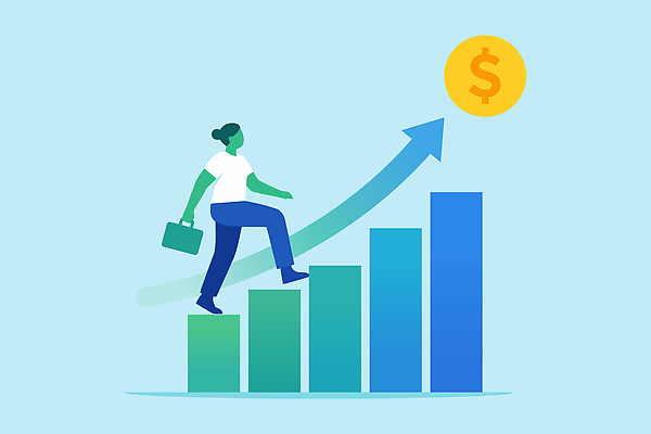 여자 화살표 가방 일러스트 비즈니스 성공 그래프 직장 일상 경제 계단 동전 성장 발전 목표 기회 투자 상승 이미지 노력 수익 국내일러스트 AI파일 잡화 컨셉 돈 회사 사람 라이프 파일형식 벡터