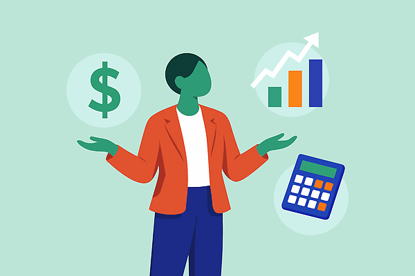 손 상징 돈 일러스트 비즈니스 통계 그래프 사람 경제 계산기 성장 변화 시장 계획 분석 투자 전략 회계 수입 재정 국내일러스트 AI파일 컨셉 문구용품 신체부위 장비 재산 파일형식 벡터