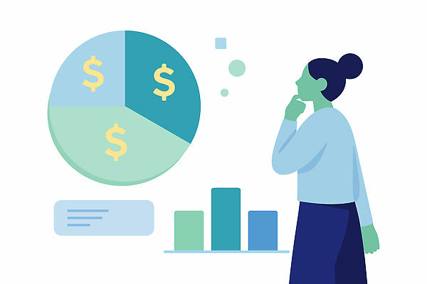 컬러 생각 일러스트 비즈니스 통계 그래프 사람 경제 자료 정보 선택 계획 막대그래프 분석 투자 원그래프 전략 서류판 재정 국내일러스트 AI파일 컨셉 사무용품 파일형식 벡터