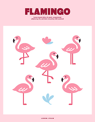 동물 캐릭터 디자인 분홍색 포즈 백그라운드 일러스트 자연 조류 생물 편안함 플라밍고 즐거움 그림 청록색 생동감 국내일러스트 AI파일 감정 컬러 감각 생태계 파일형식 벡터