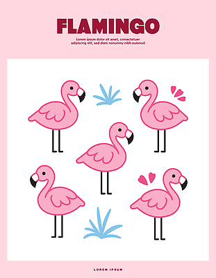 모양 식물 동물 디자인 분홍색 컬러 백그라운드 패턴 일러스트 서기 장식 파란색 크기 플라밍고 그림 설치 국내일러스트 AI파일 무늬 모션 조류 파일형식 벡터