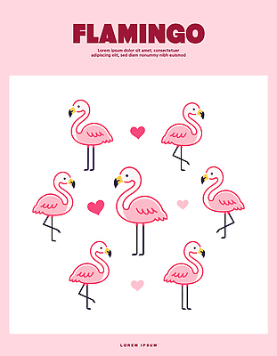 모양 동물 디자인 예술 분홍색 컬러 백그라운드 일러스트 자연 생물 사랑 장식 모임 하트 원형 플라밍고 그림 장면 반복 국내일러스트 AI파일 도형 감정 조류 생태계 파일형식 벡터