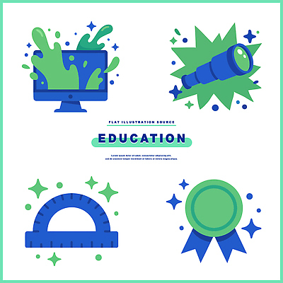 학생 디자인 교육 상징 컬러 일러스트 교실 학교 실험 그래픽 학습 컴퓨터 교양 도구 손전등 발표 상패 각도기 창의력 국내일러스트 AI파일 문구용품 조명 전자제품 상_우승 파일형식 벡터