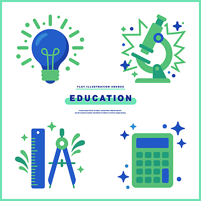 디자인 교육 컬러 과학 일러스트 전구 기술 현미경 실험 그래픽 학습 계산기 교양 도구 수학 컴파스 창의성 창작 국내일러스트 AI파일 교과목 문구용품 실험기구 장비 파일형식 벡터