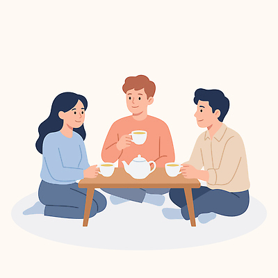 컬러 일러스트 가족 탁자 휴식 바닥 따뜻함 대화 사람 여러명 일상 친구 모임 만남 즐거움 소통 친목 오후 국내일러스트 AI파일 감정 가구 다수 컨셉 관계 말하기 라이프 파일형식 벡터