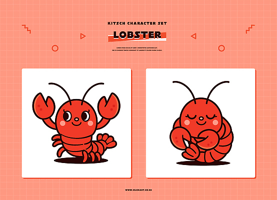 동물 캐릭터 디자인 바다 컬러 포즈 일러스트 생물 형상 빨간색 장난감 귀여움 바닷가재 즐거움 그림 상상력 키치 일러캐릭터 AI파일 감정 컨셉 가재 파일형식 벡터