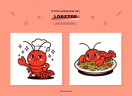 캐릭터 디자인 음식 일러스트 파스타 스파게티 요리 빨간색 귀여움 식당 요리사 식사 매력적 면류 맛 저녁 바닷가재 해산물 점심 키치 일러캐릭터 AI파일 직업 컬러 컨셉 서양음식 상점 야간 가재 파일형식 벡터