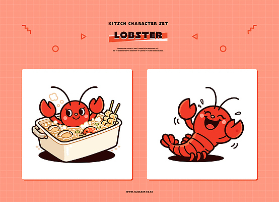 캐릭터 그릇 디자인 행복 음식 컬러 일러스트 모션 요리 웃음 빨간색 세트 식사 면류 크기 바닷가재 해산물 즐거움 그림 키치 일러캐릭터 AI파일 식기 감정 컨셉 표정 가재 파일형식 벡터