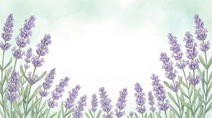 JPG 식물 계절 꽃 화초 컬러 백그라운드 일러스트 자연 하늘 날씨 수채화 풍경 여름 정원 산책 향기 방문 라벤더 꽃프레임 교외 국내일러스트 휴식 프레임 허브 생태계 냄새 파일형식