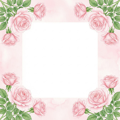 도형 식물 꽃 컬러 컨셉 프레임 파일형식 AI콘텐츠 장미 디자인 백그라운드 분홍색 장식 잎 비어있는 예술 그래픽 수채화 정사각형 전통 우아함 일러스트 국내일러스트 JPG 꽃프레임 AI일러스트