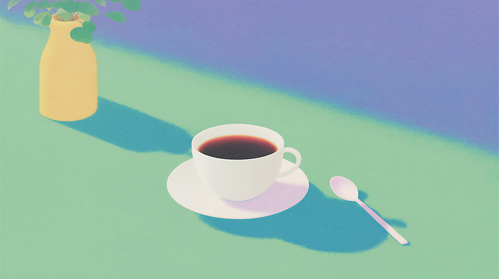 주간 식기 꽃 음료 컬러 가구 수저 라이프 상점 야간 파일형식 AI콘텐츠 커피 컵 꽃병 탁자 숟가락 백그라운드 보라색 초록색 식사 오브젝트 차가움 일상 아침 저녁 카페 시간 조명 그림 디자인 일러스트 국내일러스트 JPG AI일러스트