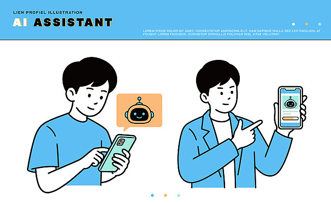 디자인 남자 일러스트 통신 모션 미래 기술 스마트폰 컴퓨터 스크린 장비 정보 연결 로봇 편리함 소통 혁명 인터페이스 사용자 AI_인공지능 국내일러스트 AI파일 컨셉 사람 전자제품 핸드폰 스마트기기 파일형식 벡터