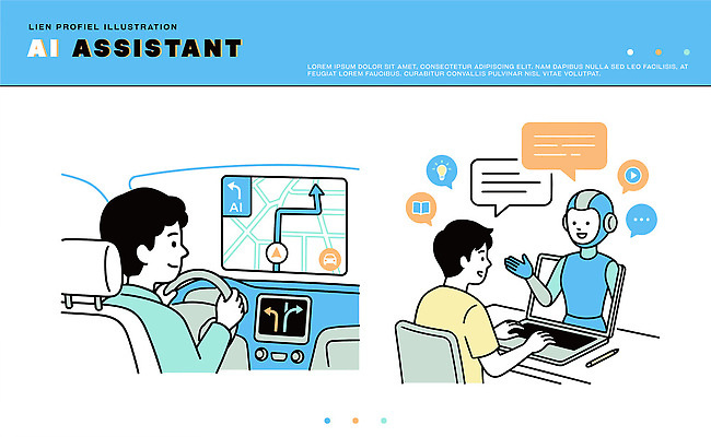남자 지도 일러스트 자동차 기술 대화 스크린 운전 정보 도움 소통 혁명 인터페이스 프로그래밍 사용자 AI_인공지능 국내일러스트 AI파일 육상교통 컨셉 모션 말하기 사람 작업 개발 파일형식 벡터