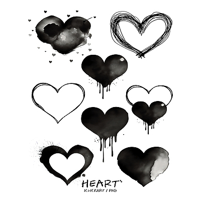 모양 PSD 디자인 감정 패턴 일러스트 추상 수채화 사랑 그래픽 장식 검은색 물감 하트 표현 크기 배열 그림 창작 스타일 국내일러스트 컬러 무늬 미술도구 파일형식