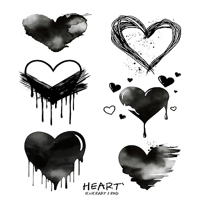 모양 PSD 디자인 감정 예술 일러스트 추상 수채화 흑백 사랑 그래픽 검은색 물감 다양 하트 표현 심볼 그림 드로잉 스타일 국내일러스트 컬러 다수 무늬 촬영기법 미술 미술도구 파일형식