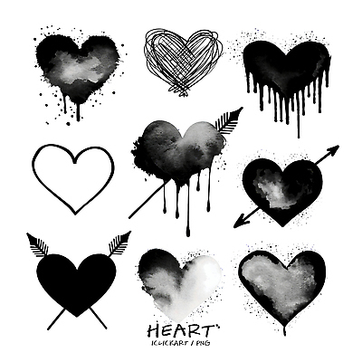 모양 PSD 디자인 감정 예술 백그라운드 패턴 일러스트 수채화 화살 그래픽 디지털 검은색 물감 하트 표현 배열 그림 드립 창의력 국내일러스트 컬러 무늬 미술도구 파일형식