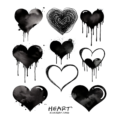 모양 PSD 디자인 감정 예술 컬러 백그라운드 패턴 일러스트 추상 수채화 잉크 그래픽 검은색 하트 심장 표현 모던 작품 드립 국내일러스트 무늬 미술 장기_의학 파일형식