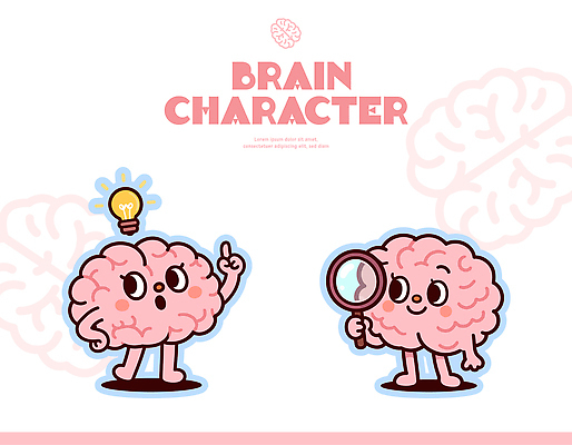 캐릭터 디자인 상징 생각 일러스트 손가락 아이디어 그래픽 표현 관찰 유머 뇌 장면 확대경 창의력 일러캐릭터 AI파일 손 감정 컨셉 모션 파일형식 벡터