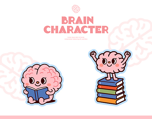 캐릭터 디자인 교육 상징 일러스트 성공 아이디어 책 학습 귀여움 교양 표현 읽기 즐거움 뇌 이미지 창의성 일러캐릭터 AI파일 감정 컨셉 모션 파일형식 벡터