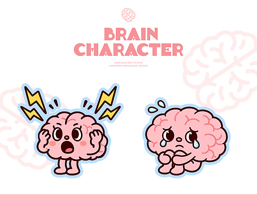 캐릭터 디자인 감정 얼굴 상징 컬러 일러스트 모션 스트레스 그래픽 슬픔 표현 감각 뇌 그림 심리 일러캐릭터 AI파일 신체부위 파일형식 벡터