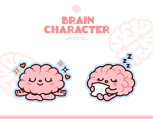 캐릭터 디자인 행복 감정 일러스트 아이디어 웃음 그래픽 귀여움 표현 수면 뇌 그림 창의성 일러캐릭터 AI파일 컨셉 표정 물 파일형식 벡터