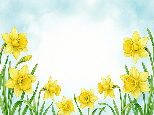 JPG 식물 계절 꽃잎 꽃 백그라운드 꽃밭 일러스트 자연 하늘 생명 수채화 프레임 풍경 잔디 야외 노란색 정원 봄 성장 관찰 수선화 뷰티풀 국내일러스트 AI일러스트 AI콘텐츠 컬러 모션 생태계 파일형식