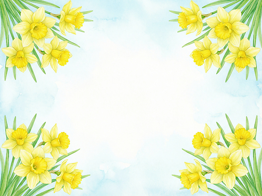 JPG 식물 디자인 꽃 화초 백그라운드 일러스트 자연 생명 수채화 프레임 서양음식 선물 장식 초록색 파란색 노란색 정원 봄 그림 원예 수선화 뷰티풀 국내일러스트 계절 음식 컬러 취미 생태계 파일형식