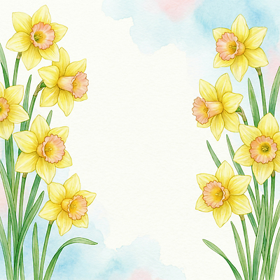 JPG 식물 디자인 계절 꽃 예술 컬러 백그라운드 일러스트 자연 생명 수채화 프레임 장식 노란색 봄 표현 변화 그림 화사함 수선화 육식 뷰티풀 생동감 국내일러스트 컨셉 생태계 파일형식