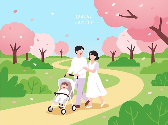 나무 부부 공원 꽃잎 꽃 길 일러스트 가족 신혼부부 자연 놀이 함께함 풍경 소풍 봄 산책 육아 벚꽃 아기 출산 즐거움 유모차 봄소풍 국내일러스트 AI파일 식물 커플 계절 공공시설 감정 컨셉 관계 휴식 사람 야외활동 아기용품 생태계 신혼 파일형식 벡터