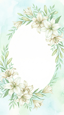 JPG 식물 디자인 꽃 컬러 결혼 백그라운드 잎 일러스트 자연 수채화 프레임 미술 장식 초록색 공백 원형 백합 그림 조화 인쇄물 디테일 국내일러스트 AI일러스트 AI콘텐츠 도형 문화예술 이벤트 생태계 파일형식