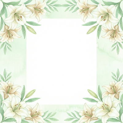 JPG 식물 디자인 꽃 예술 결혼 백그라운드 잎 일러스트 자연 수채화 프레임 그래픽 장식 흰색 백합 오브젝트 그림 화사함 국내일러스트 AI일러스트 AI콘텐츠 컬러 컨셉 이벤트 생태계 파일형식