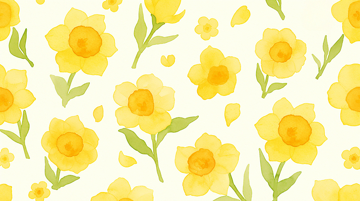 JPG 식물 디자인 꽃잎 꽃 컬러 백그라운드 패턴 일러스트 자연 수채화 미술 초원 장식 여름 노란색 정원 화환 봄 튤립 그림 수선화 조화 카피스페이스 국내일러스트 AI일러스트 AI콘텐츠 계절 무늬 문화예술 공백 생태계 파일형식