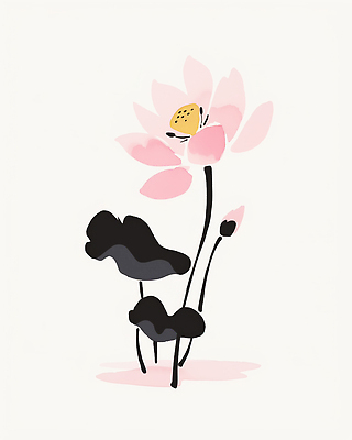 JPG 모양 식물 디자인 꽃잎 꽃 화분 컬러 백그라운드 일러스트 자연 연꽃 미술 여름 환경 검은색 연습 꽃봉오리 그림 단순화된 뷰티풀 국내일러스트 AI일러스트 AI콘텐츠 계절 문화예술 생태계 파일형식