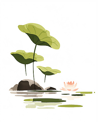 JPG 식물 일러스트 자연 생명 연꽃 풍경 초록색 물 여름 환경 돌_바위 연못 수중식물 연습 연잎 생태계 뷰티풀 국내일러스트 AI일러스트 AI콘텐츠 자연요소 계절 꽃 컬러 잎 파일형식