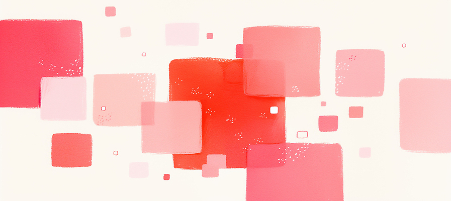JPG 모양 디자인 분홍색 컬러 백그라운드 패턴 일러스트 추상 미술 그래픽 빨간색 사각형 다양 크기 정사각형 위치 조화 국내일러스트 AI일러스트 AI콘텐츠 도형 다수 무늬 문화예술 파일형식