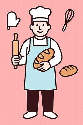 음식 빵 일러스트 주방용품 요리 제과 주방 식사 빵집 도구 오븐 반죽 밀가루 제빵 밀대 제빵사 국내일러스트 AI파일 직업 생활용품 제과제빵 상점 가전제품 가루 파일형식 벡터