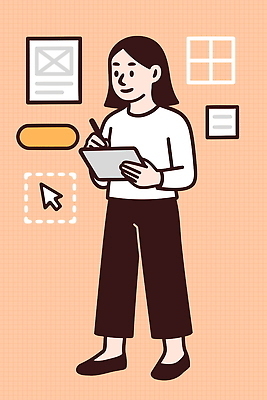 손 디자인 일러스트 기술 사람 그래픽 컴퓨터 태블릿 사무실 환경 스크린 정보 기록 작업 집중 문서 창의성 프로그램 국내일러스트 AI파일 컨셉 비즈니스 신체부위 전자제품 스마트기기 파일형식 벡터