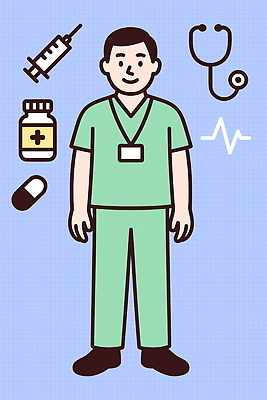 일러스트 의학 청진기 건강 병원 주사기 치료 약 진료 환자 간호사 의료진 의사 응급 약병 검사_조사 예방 클리닉 처방전 국내일러스트 AI파일 직업 의료기기 긴급 병_담는 파일형식 벡터