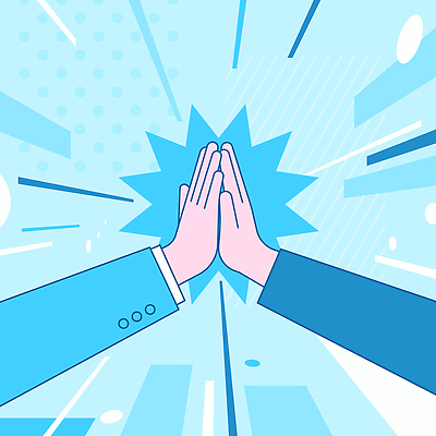 손 남자 상징 백그라운드 일러스트 비즈니스 모션 성공 협력 사람 파란색 양손 표현 직장인 연결 긍정 열정 하이파이브 공유 소통 순간 국내일러스트 AI파일 직업 감정 컬러 컨셉 손짓 신체부위 파일형식 벡터