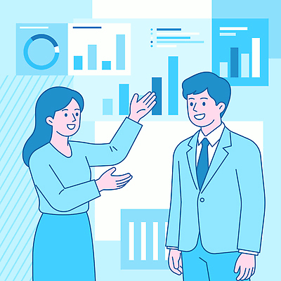 여자 남자 일러스트 비즈니스 회의 수치 그래프 협력 직장 대화 설명 손짓 스크린 자료 정보 직장인 발표 분석 동료 직원 소통 서류판 국내일러스트 AI파일 직업 컨셉 회사 관계 모션 말하기 사람 사무용품 파일형식 벡터