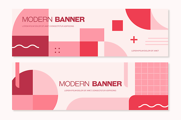 도형 템플릿 디자인 배너 배너템플릿 가로배너 컬러 그래픽 빨간색 정보 원형 알림 모던 레이아웃 기하학 구성 마케팅 스타일 배너세트 AI파일 무늬 가로 세트 파일형식 벡터