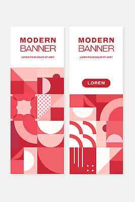도형 템플릿 디자인 배너 배너템플릿 세로배너 컬러 패턴 그래픽 장식 빨간색 흰색 표현 배열 기하학 조화 배너세트 AI파일 무늬 세로 세트 파일형식 벡터