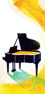 JPG 디자인 감정 예술 악기 음악 컬러 백그라운드 일러스트 창조 노란색 검은색 소리 표현 피아노 그림 조화 선율 창작 흥미 국내일러스트 AI일러스트 AI콘텐츠 컨셉 문화예술 건반악기 파일형식