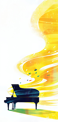 JPG 감정 예술 악기 음악 컬러 연주 곡선 음표 일러스트 노란색 소리 공연 흐름 표현 피아노 작품 장면 피아니스트 창작 국내일러스트 AI일러스트 AI콘텐츠 기호 선 컨셉 문화예술 미술 이벤트 연주자 건반악기 파일형식