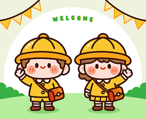 캐릭터 행복 감정 어린이 가방 일러스트 모션 놀이 미소 소녀 소년 잔디 장식 초록색 친구 유치원 유치원생 인사 즐거움 환영 국내일러스트 AI파일 식물 잡화 여자 교육 남자 컬러 관계 표정 사람 예절 파일형식 벡터