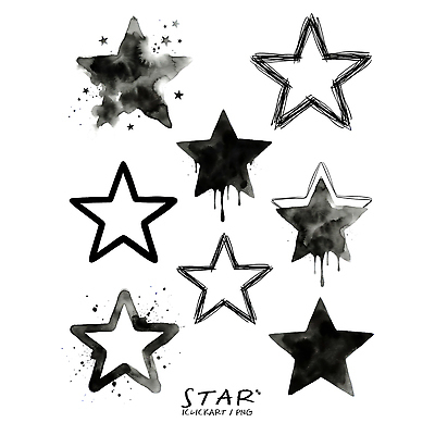 모양 PSD 디자인 별 선 일러스트 도안 수채화 그래픽 장식 검은색 흰색 그리기 그림 작품 손그림 창작 스타일 벡터 국내일러스트 자연요소 컬러 모션 미술 파일형식