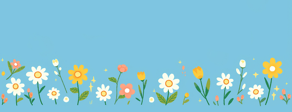 식물 계절 꽃 컬러 생태계 파일형식 AI콘텐츠 파란색 백그라운드 잔디 흰색 노란색 분홍색 풍경 자연 디자인 여름 봄 화단 꽃밭 뷰티풀 생명 일러스트 국내일러스트 JPG AI일러스트